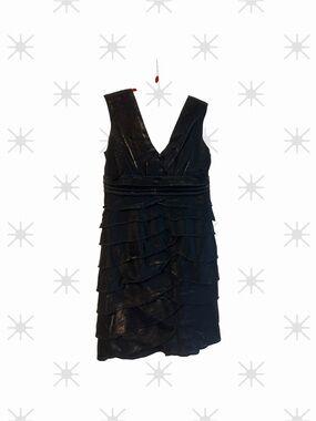 Women's Satin look Roulette Black Tiered Cocktail Dress Size 10P